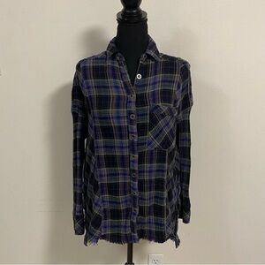 Free People Juniper Ridge Plaid Button up shirt Top Size Small